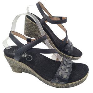 Umberto Raffini Womens Oleander Sandal Black Leather Wedges Size 40 Shoes